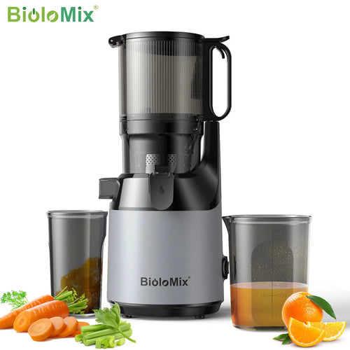 BioloMix Kaltpress Entsafter mit 130 mm Einfüllöffnung – Für ganze Früchte & Gemüse geeignet, Hohe Saftausbeute, BPA-freier Slow Juicer - LuminaryBuys